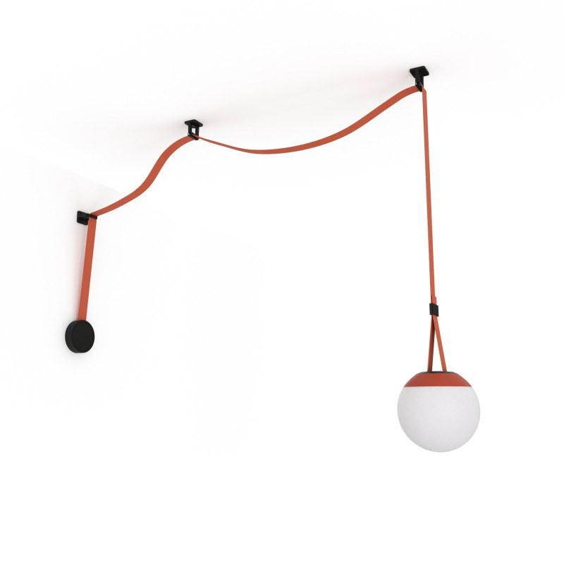 Kit lampada a sfera 12W + nastro tessile elettrico + accessori nastro con finitura rosso terra 7 metri, bianco caldo 2700K, 48v