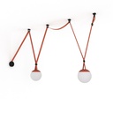  KIT 2 lámparas bola 12W + cinta textil eléctrica + accesorios inspirado en Vibia Plusminus, iluminación de difusión dirigida, Ø15 cm, cinta con acabado en terra roja 7metros , 2700K blanco cálido, 48v