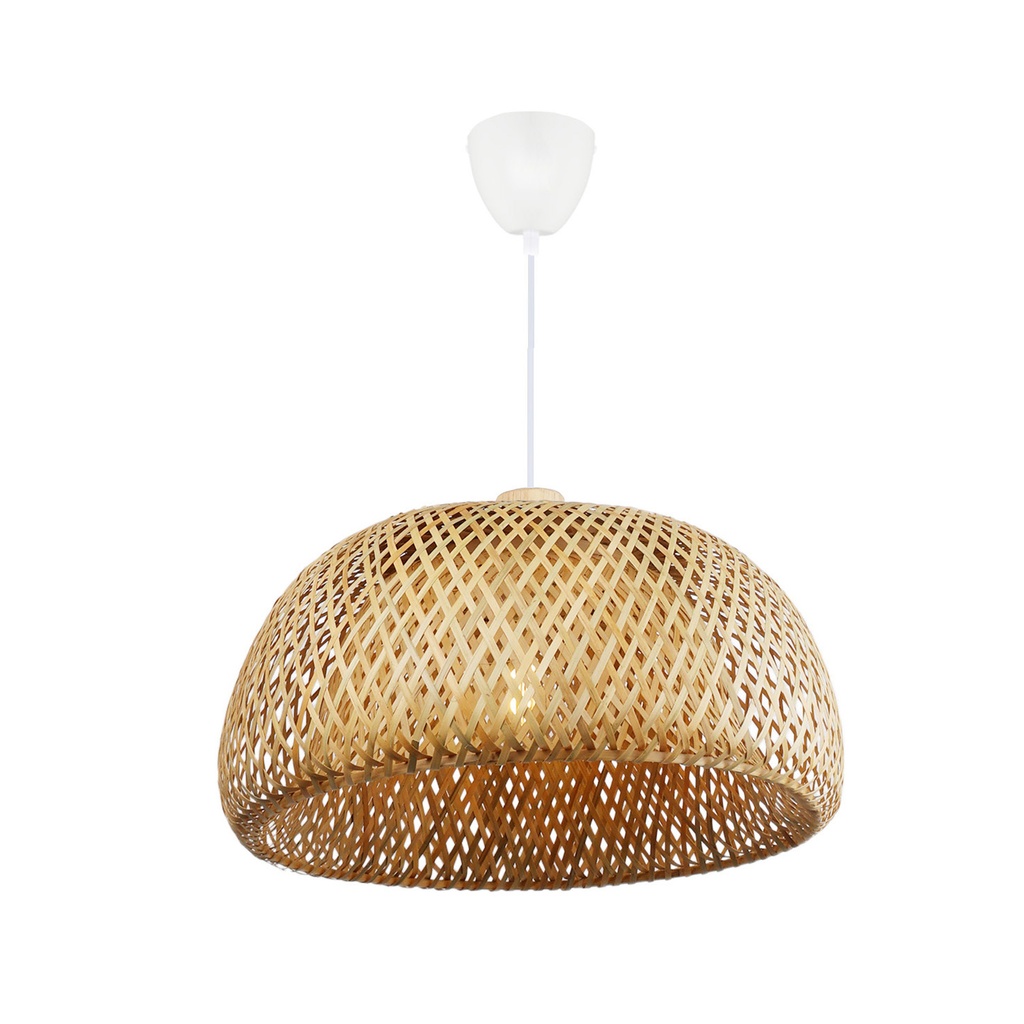 Lámpara Colgante Minimalista de Mimbre y Bambú 'OSAKA' con Cúpula de Doble Capa, Ø380mm