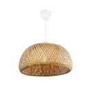 Minimalist Wicker and Bamboo Pendant Lamp 'OSAKA' with Double-Layer Dome, Ø380mm
