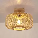 Lampada da soffitto in vimini di bambù a doppio strato per cucina, isola, bar, caffetteria, ristorante E27 "ZENDA" Ø30cm