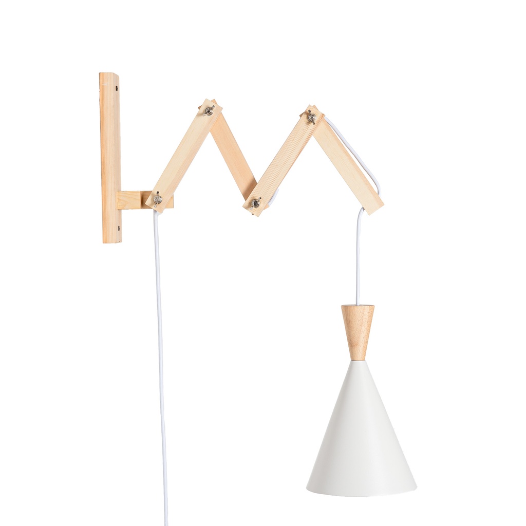  Applique murale extensible en bois avec abat-jour en métal et bois