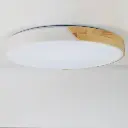 Circular LED Ceiling Light "KUMO" 40W Ø50cm, Metal with Natural Wood, Selectable Light 3000K-4000K-6000K, Minimalist and Modern Style