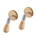 Pack de 2 Lámparas de Pared de Madera Giratorio con Casquillo E27 Estilo Vintage y Rústico