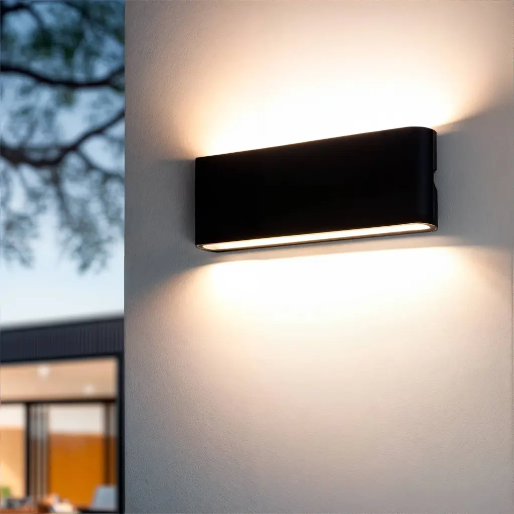 Aplique de Pared Exterior/Interior LED 20W Aluminio Rectangular Iluminación Arriba y Abajo 300mm IP54"SAFATA" Negro