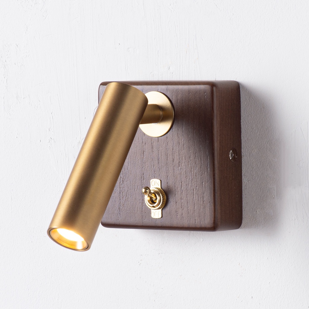 Aplique pared LED con base madera con interruptor 1W