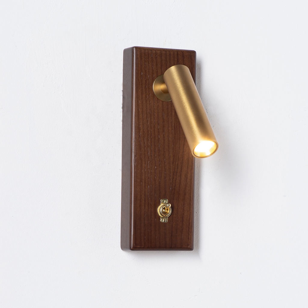 Aplique pared LED con base madera rectangularcon interruptor 1W