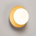 Aplique de pared de madera nórdica globo, Wabi Sabi lámpara de pared redonda de madera  D21cm G9 Max.20W