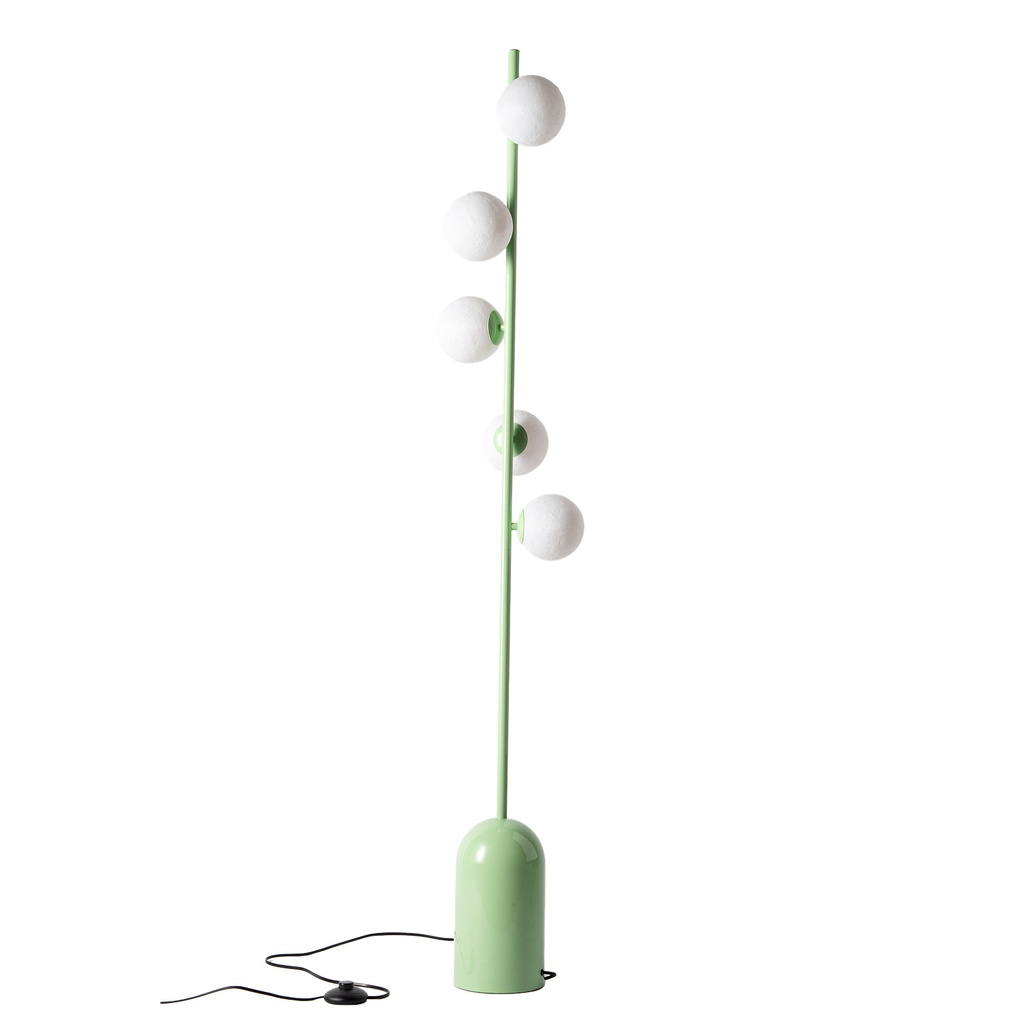 Lámpara de pie nórdica de diseño moderno en metal con 5 esferas 3D, casquillo G9 máx. 9W