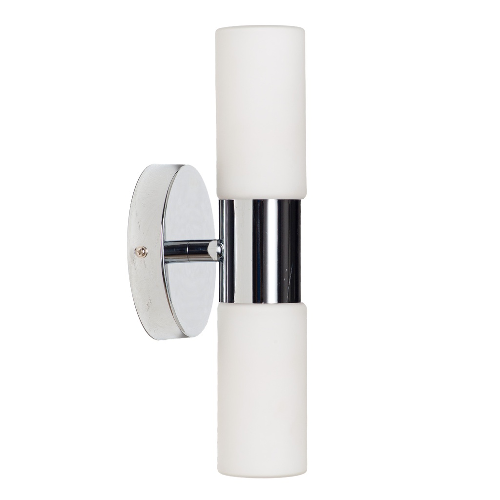 Aplique baño 33cm metal y vidrio cromo y opal 2xE14 IP44