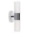 Aplique baño 33cm metal y vidrio cromo y opal 2xE14 IP44