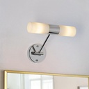 Aplique baño 30cm metal y vidrio opal Orientable 2xE14 IP44 "MIROA-MOV"