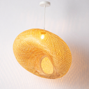 Lámpara Colgante de Bambú y Mimbre  "SAVANA" – Diseño Nido Artístico Natural con Casquillo E27 – Estilo Boho y Artesanal para Salón, Dormitorio o Comedor D600MM