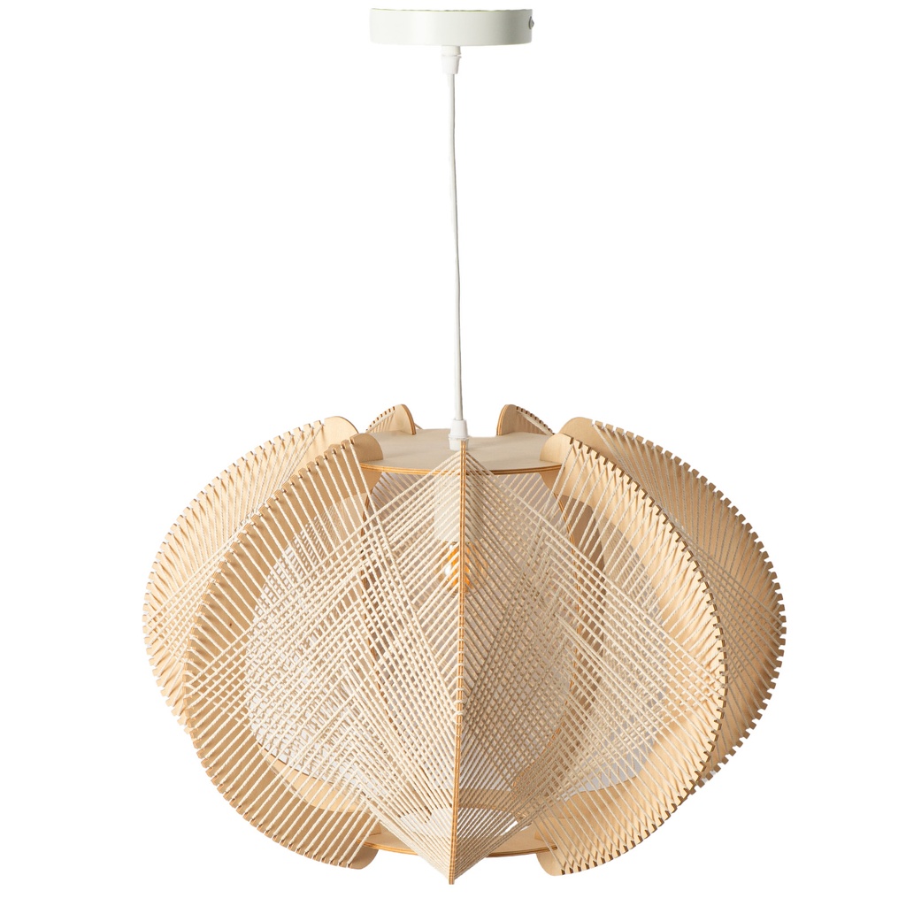 Alpinaluz Lámpara colgante de madera y ratán “FLORENCIA” Ø40 cm – Diseño escandinavo Mid-Century, pantalla tejida estilo boho, lámpara de techo para dormitorio, salón o isla de cocina, casquillo E27