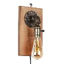 Aplique de Pared de Metal y Madera con Cable y Enchufe "WITTEN"