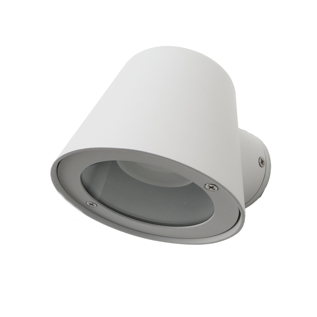 Applique a LED in alluminio bianco, IP44, decorative e impermeabili per terrazze e giardini. Include lampadina GU10 "PAU" da 5 W.