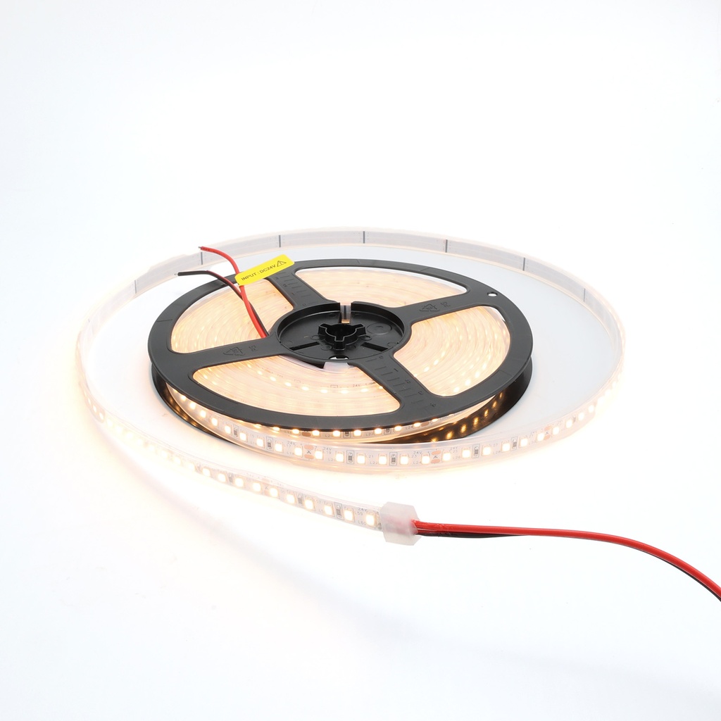TIRA LED 24V DC-10W/metro-Ancho 8mm monocolor-120 chips/metro-SMD2835-IP65-110lm/W-Corte cada 5cm-5metros