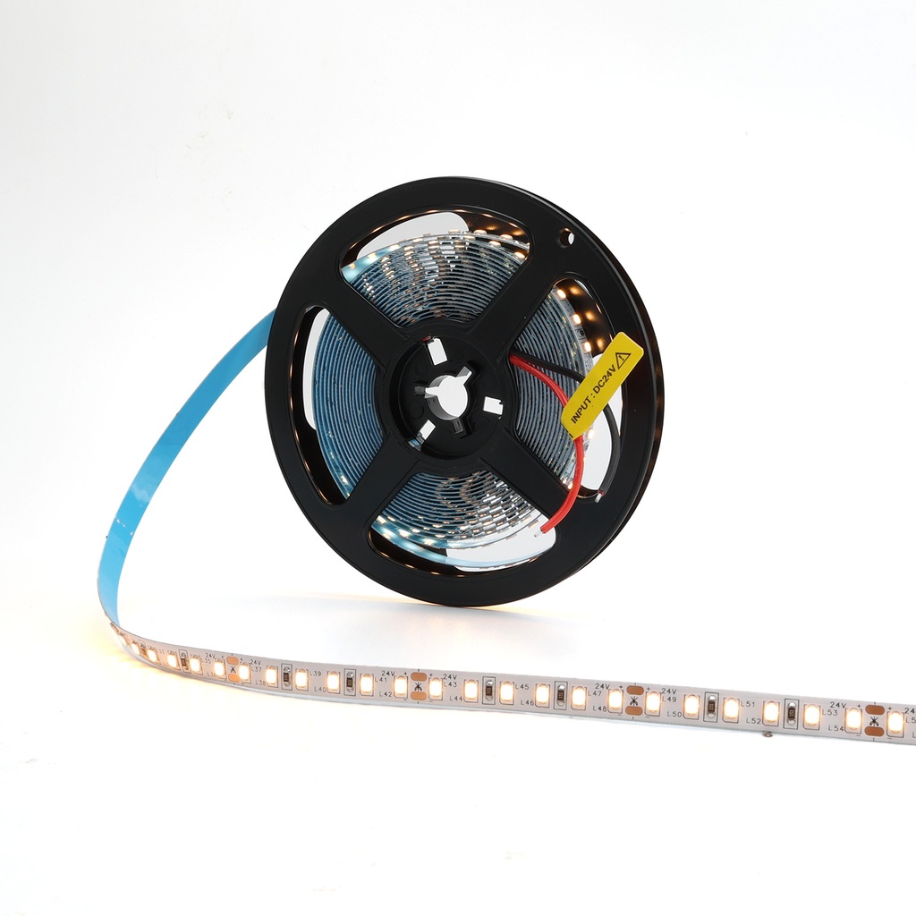 TIRA LED 24V DC-50W-10W/m-Ancho 8mm-120 LEDs SMD2835/metro-18W/m-Monocolor-Corte cada 5cm-IP20-5 metros