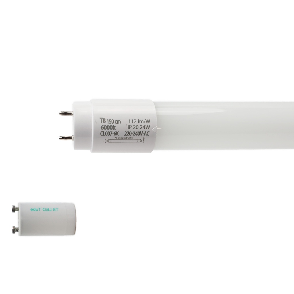 LED TUBE T8 Glass 150CM Connection One Side 24W High efficiency 140lm/w