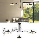 “Marcell” Black Ceiling Lamp – Chandelier Design with 3 Adjustable Arms – Serge Mouille Inspiration – E27 x3