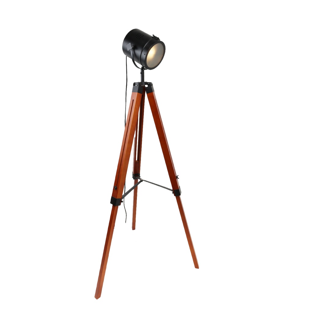 Lámpara de Pie Cinema con Trípode de Madera  con Foco Orientable "TOURS" E27