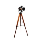 ​Lámpara de Pie Trípode Madera con Foco Proyector Negro Cable Tela Roja Vintage Retro Industrial Náutica Cinema para Salón Estudio E27 Cinema "GALA"