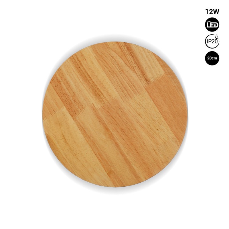  Circular Wooden Wall Light "PLATINA" - 12W - Ø 20cm - Indirect Light 2700K - Back Lighting - IP20.