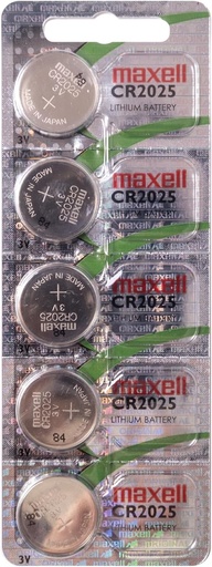 [CR2025]  Maxell CR 2025 Pack of 5 Lithium Button Cell Batteries