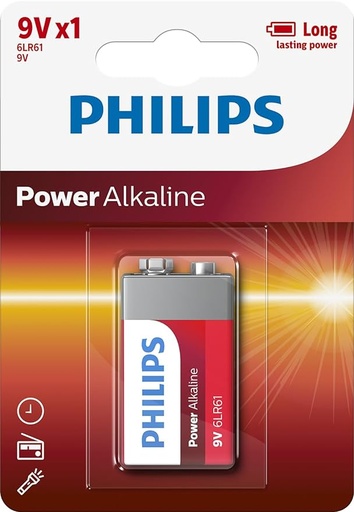 [6LR61]  Philips 9V Alkaline Power Battery