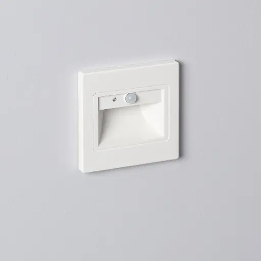 [AYB-E-PIR-B-BC]  Baliza de Pared LED 1.5 W Empotrable con Sensor PIR y Crepuscular Bark Blanco