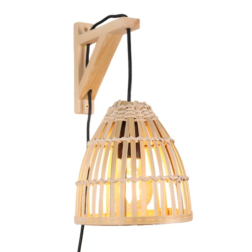 [W41] Applique murale en bois avec abat-jour en bambou « WIGG » E27