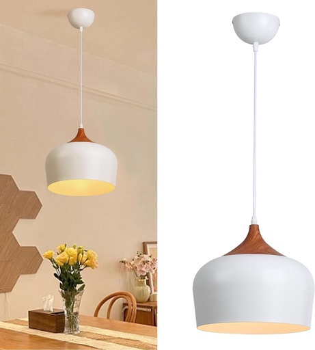 Moderne Pendelleuchte „SLEEK“ – Industrieller Holzzylinder und Kuppel, E27, Ideal für Kücheninsel, Esszimmer, Wohnzimmer, Bar oder Flur