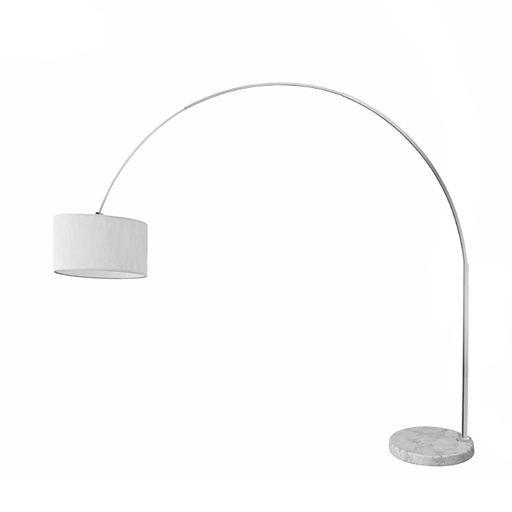 Lampada da terra ad arco "LAURENCE" – Design elegante con base in marmo nero e paralume in tessuto da 40 cm