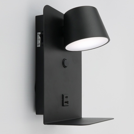 Aplique LED Orientable "BERNA" 6W con Interruptor y Carga USB y Type C, 3000K-4000K-6000K, Chips Osram, Driver KGP