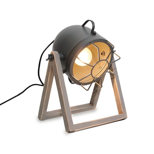 [T003-GY] Lampada da tavolo vintage in legno "FORTALEZA" E27