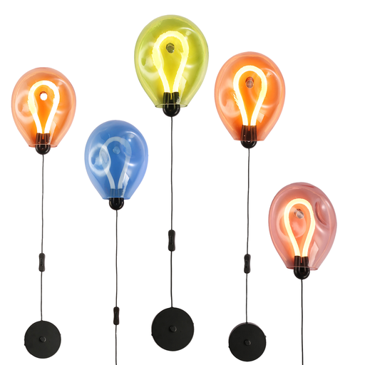 Aplique de Pared LED Pulida Forma de Globo Vidrio Colorido Arrugado con Interruptor Integrado en el Cable 8W Luz Cálida Inspirado en BalloonSphere