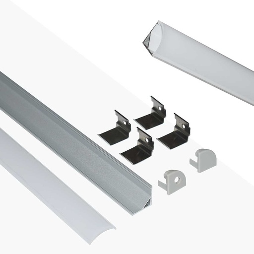 2 meter 16mm*16mm Aluminum Profile Kit for LED Strip with Curved Diffuser
