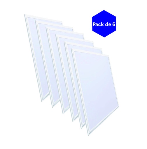 Lot de 6 panneaux LED 60 x 60 cm encastrables 44 W 90 lm/W avec driver Philips Slim Style UGR19