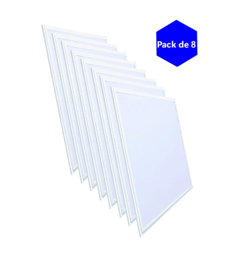Lot de 8 panneaux LED 60 x 60 cm encastrables 44 W 90 lm/W avec driver Philips Slim Style UGR19