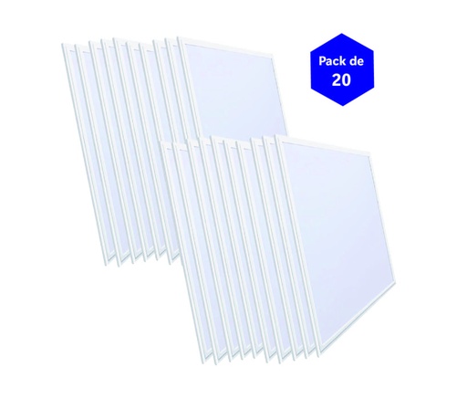 Lot de 20 panneaux LED 60 x 60 cm encastrables 44 W 90 lm/W avec driver Philips Slim Style UGR19