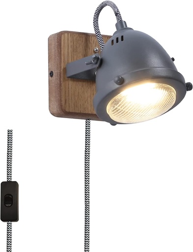 [WW02] Modern LED Wood Wall Lamp with Cable 6W