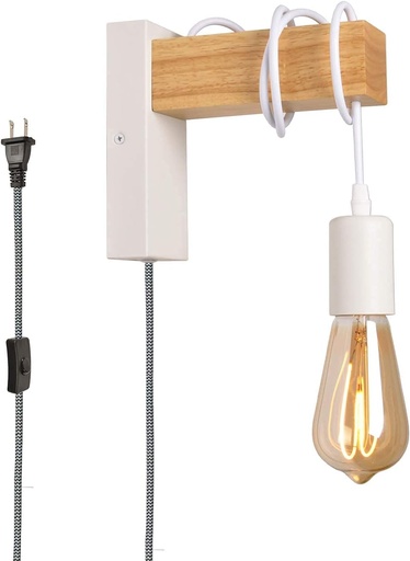 Rustic Wooden Wall Sconces "MENDE" with Cable Switch E27 Socket.