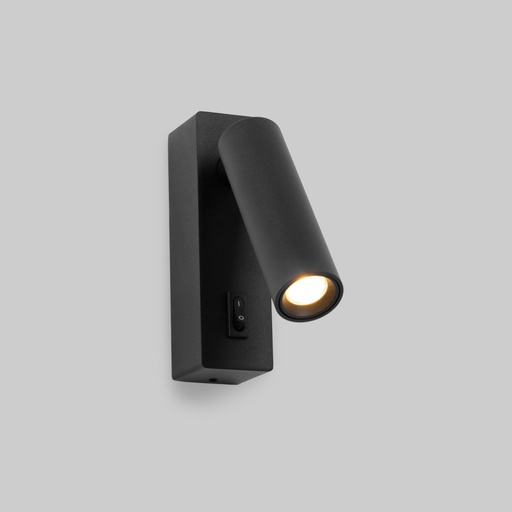 Aplique Lámpara de lectura LED 2W 3000K orientable para montaje en superficie de cabecera, fabricada en aluminio con interruptor de botón "PISA"