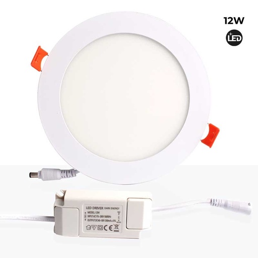 Placa de downlight LED 12W, circular embutida, cortada Ø155mm