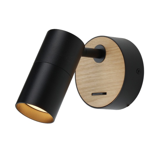 Aplique LED de Diseño Industrial, estilo Retro de Acero/Aluminio, foco orientable con Interruptor, ideal para iluminación compacta en salones y dormitorios "PORTO" GU10