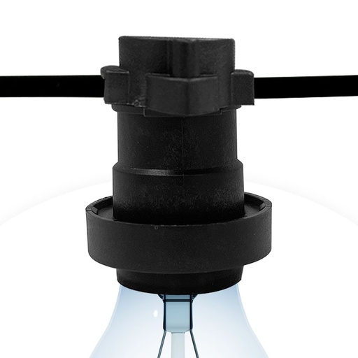 [L400-1] Suporte para lâmpada E27 para guirlanda de cabo plano IP44