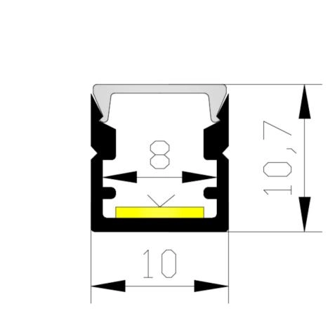 Profilo in alluminio Larghezza superficie 1 cm Super stretto 2 m per striscia LED fino a 8 mm