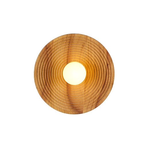 [W70] Aplique Lámpara de Pared "Chloé" Estilo Japonés Wabi Sabi, Elegante y Moderna, Madera con Bola Esférica de Vidrio Opaco Blanco, Casquillo G9 para Dormitorio,Comedor, Salón, Pasillo Ø29cm