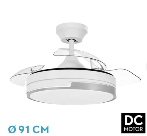[V-003] VENTILATORE OLIMPIA 48W DC Bianco/Grigio 3 PALE 91D 4800 LM 6 VELOCITÀ 3000K, 4500K, 6000K, TELECOMANDO+TIMER+MEMORIA