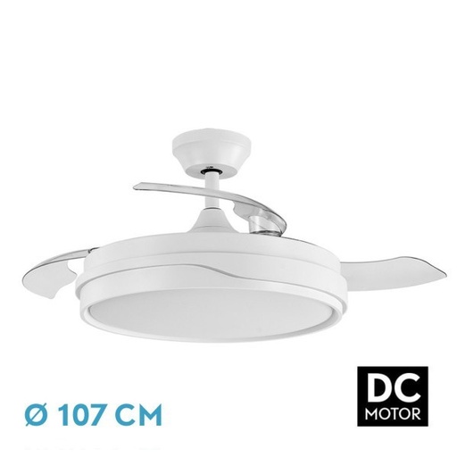 [V-009] TEMPANO VENTILATORE DC BIANCO 72W 3ASPAS107D 7200LM 6VEL 3000K, 4500K, 6000K, TELECOMANDO+ORA+MEMORIA